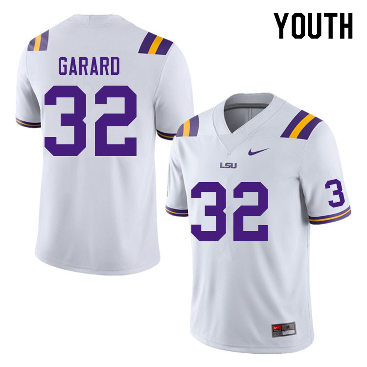 Youth #32 Everett Garard LSU Tigers College Football Jerseys Sale-White